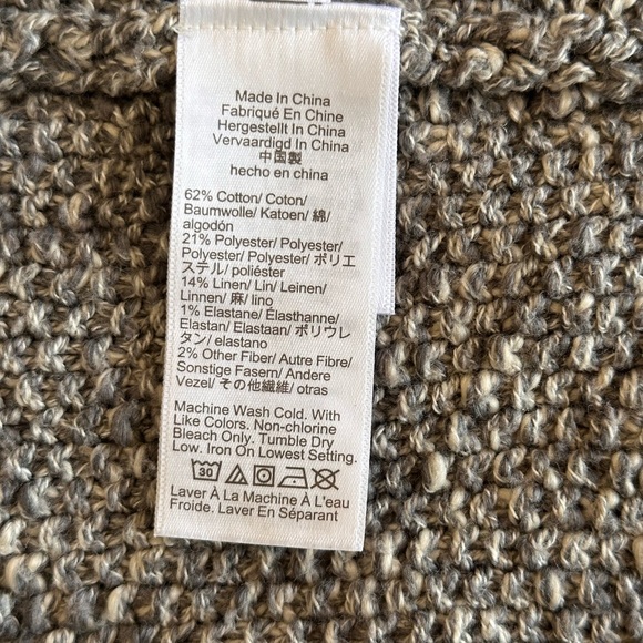 J.Crew XL Short Sleeve Fringe Cardigan Jacket Sweater Gray Cotton Linen Blend - Picture 3 of 6